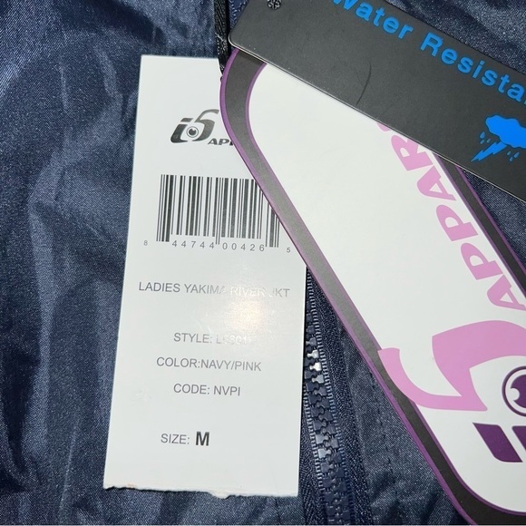 IS Apparel Rain Jacket Size Medium Yakima River Blue Pink Wind Resistant Hooded - Picture 6 of 10